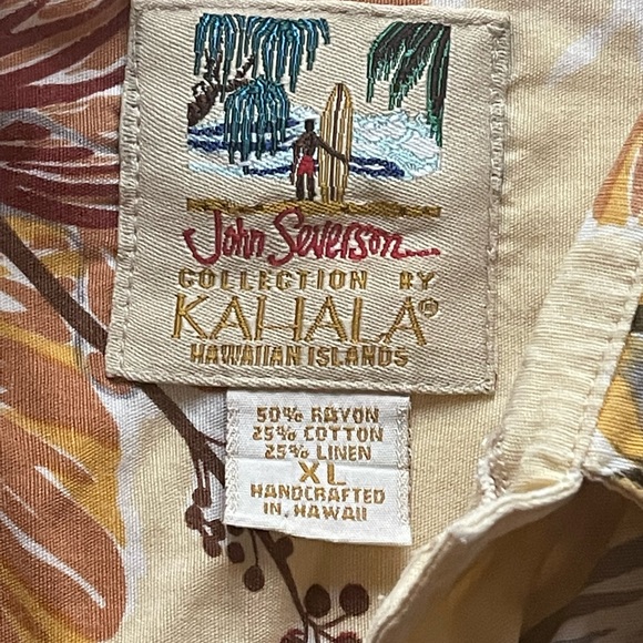 John Severson Kahala Men’s Hawaiian shirt Button Front Stained Size XL Rayon - Picture 11 of 11
